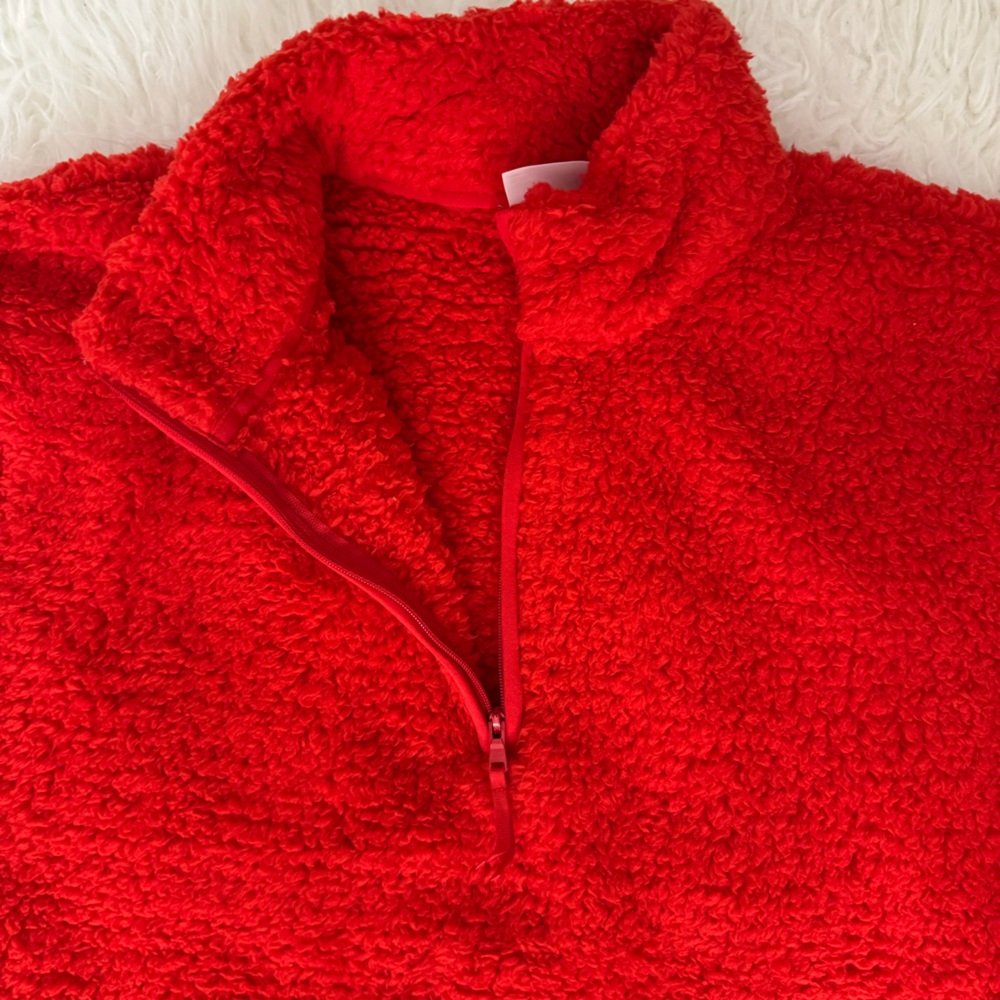 Wondershop Red Quarter Zip Sherpa/Fleece Pullover Jacket
